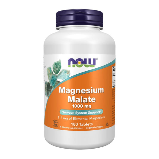 NOW Foods Magnesium Malat 1000 mg – 180 Tabletten für Energieproduktion und Nervensystemunterstützung