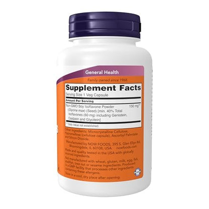 NOW Foods Soja-Isoflavone, 60 mg (pflanzliche Verbindungen, besonders konzentriert in Sojabohnen, wie Genistein, Daidzein und Glycitein), 120 vegane Kapseln