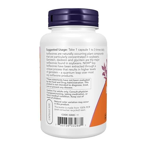 NOW Foods Soja-Isoflavone, 60 mg (pflanzliche Verbindungen, besonders konzentriert in Sojabohnen, wie Genistein, Daidzein und Glycitein), 120 vegane Kapseln