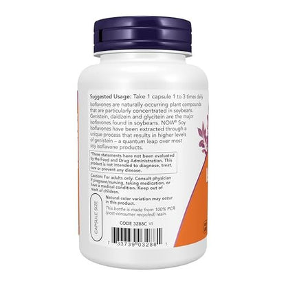 NOW Foods Soja-Isoflavone, 60 mg (pflanzliche Verbindungen, besonders konzentriert in Sojabohnen, wie Genistein, Daidzein und Glycitein), 120 vegane Kapseln