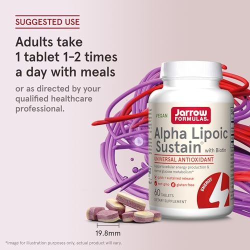 Jarrow Formulas® Alpha Lipoic Sustain mit Biotin – 300 mg Alpha-Liponsäure, universelles Antioxidans, Nahrungsergänzungsmittel, 60 vegane Tabletten, bis zu 60 Tage Versorgung