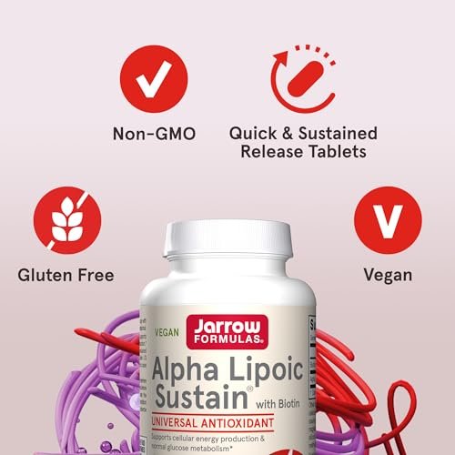 Jarrow Formulas® Alpha Lipoic Sustain mit Biotin – 300 mg Alpha-Liponsäure, universelles Antioxidans, Nahrungsergänzungsmittel, 60 vegane Tabletten, bis zu 60 Tage Versorgung