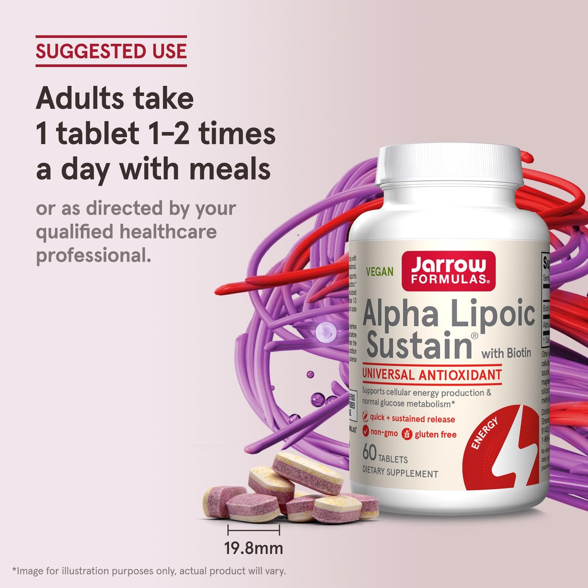 Jarrow Formulas® Alpha Lipoic Sustain mit Biotin – 300 mg Alpha-Liponsäure, universelles Antioxidans, Nahrungsergänzungsmittel, 60 vegane Tabletten, bis zu 60 Tage Versorgung