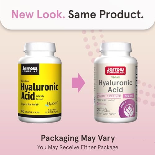 Jarrow Formulas Hyaluronsäure 120 mg – Nahrungsergänzungsmittel für Hautgesundheit, 60 vegane Kapseln, 30-Tage-Versorgung