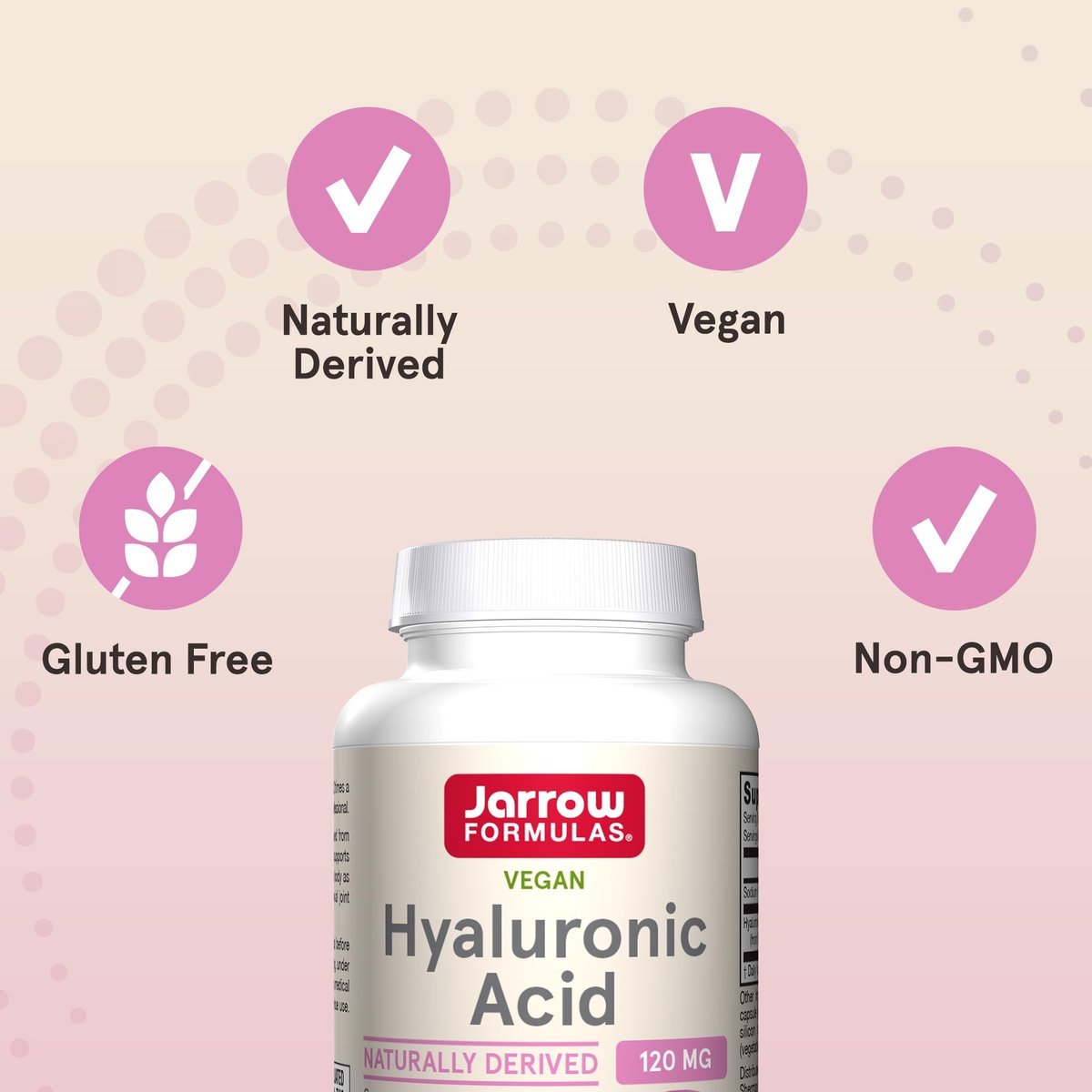 Jarrow Formulas Hyaluronsäure 120 mg – Nahrungsergänzungsmittel für Hautgesundheit, 60 vegane Kapseln, 30-Tage-Versorgung