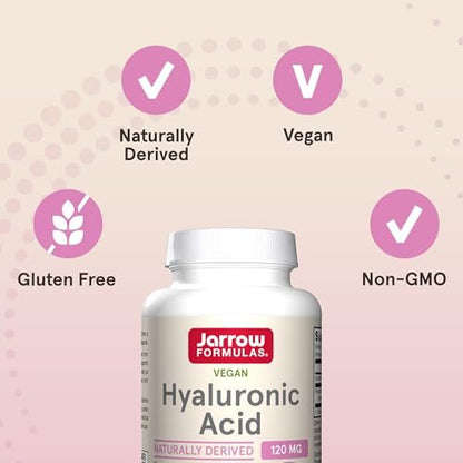 Jarrow Formulas Hyaluronsäure 120 mg – Nahrungsergänzungsmittel für Hautgesundheit, 60 vegane Kapseln, 30-Tage-Versorgung