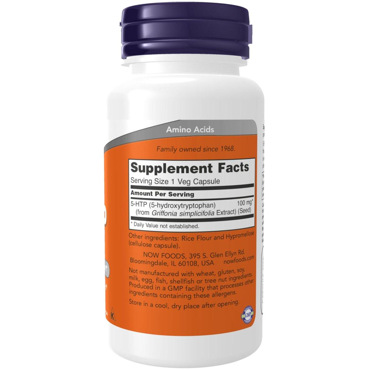 NOW Foods 5-HTP 100 mg, 60 vegane Kapseln – Neurotransmitter-Unterstützung