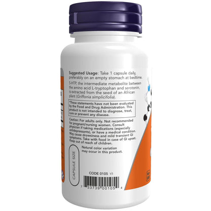 NOW Foods 5-HTP 100 mg, 60 vegane Kapseln – Neurotransmitter-Unterstützung