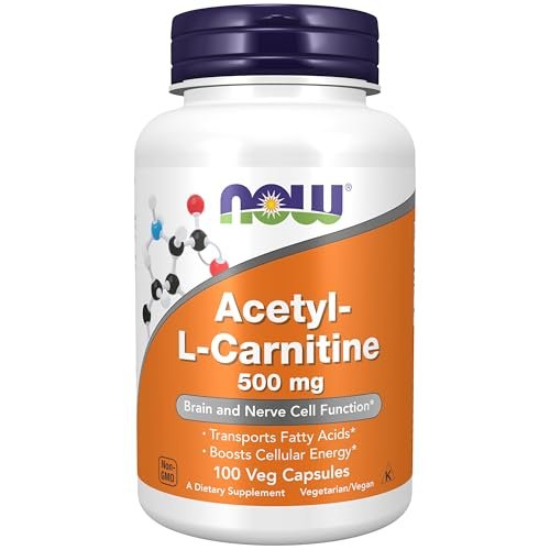 NOW Supplements, Acetyl-L-Carnitin 500 mg, Aminosäure, für Gehirn- und Nervenzellenfunktion*, 100 vegane Kapseln