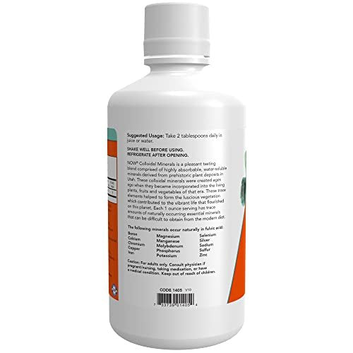 NOW Foods Kolloidale Mineralien Flüssigkeit, pflanzlich gewonnen, essentielle Spurenelemente, 946 ml