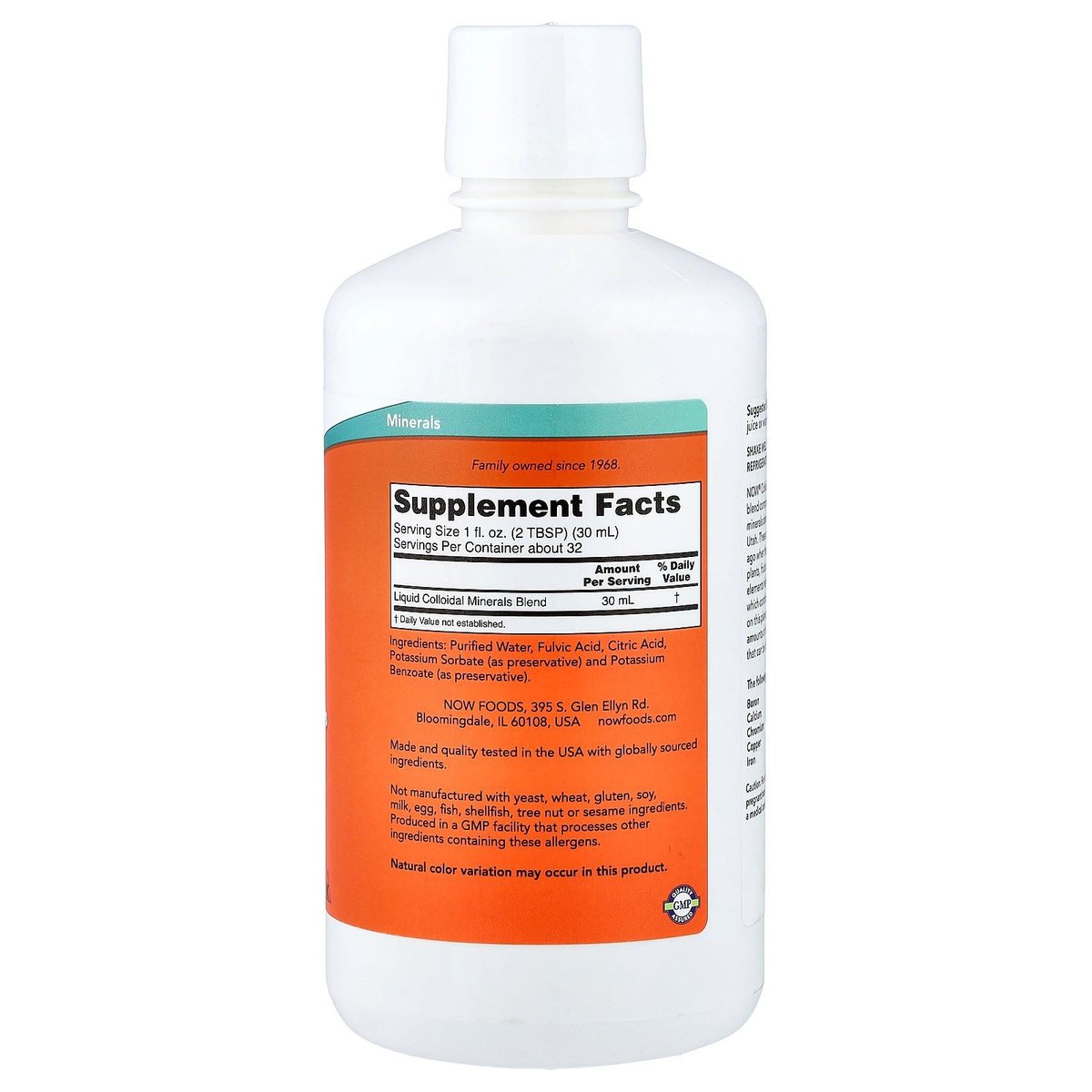 NOW Foods Kolloidale Mineralien Flüssigkeit, pflanzlich gewonnen, essentielle Spurenelemente, 946 ml