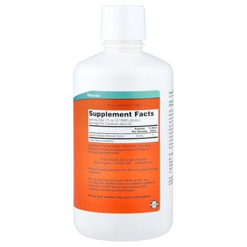 NOW Foods Kolloidale Mineralien Flüssigkeit, pflanzlich gewonnen, essentielle Spurenelemente, 946 ml