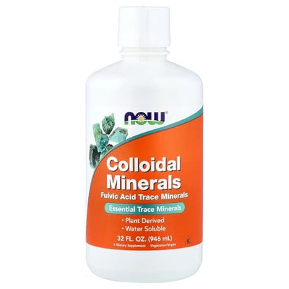 NOW Foods Kolloidale Mineralien Flüssigkeit, pflanzlich gewonnen, essentielle Spurenelemente, 946 ml