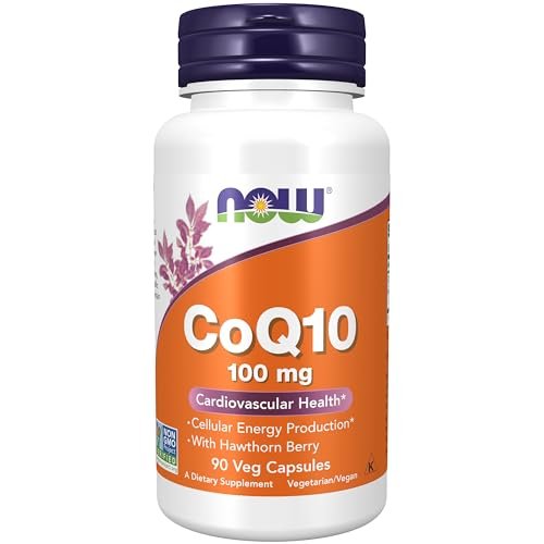NOW Foods CoQ10 100 mg mit Weißdornbeere – 90 vegane Kapseln, pharmazeutische Qualität, all-trans Form durch Fermentation