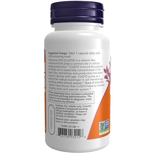 NOW Foods CoQ10 100 mg mit Weißdornbeere – 90 vegane Kapseln, pharmazeutische Qualität, all-trans Form durch Fermentation