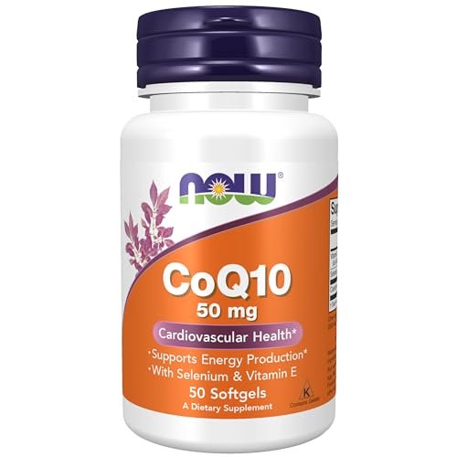 NOW Foods CoQ10 50 mg – Hochwertiges, fermentiertes Coenzym Q10 in All-Trans-Form, 50 Weichkapseln