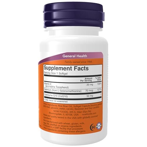 NOW Foods CoQ10 50 mg – Hochwertiges, fermentiertes Coenzym Q10 in All-Trans-Form, 50 Weichkapseln