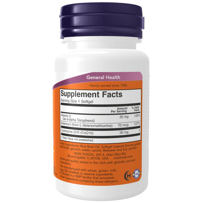 NOW Foods CoQ10 50 mg – Hochwertiges, fermentiertes Coenzym Q10 in All-Trans-Form, 50 Weichkapseln