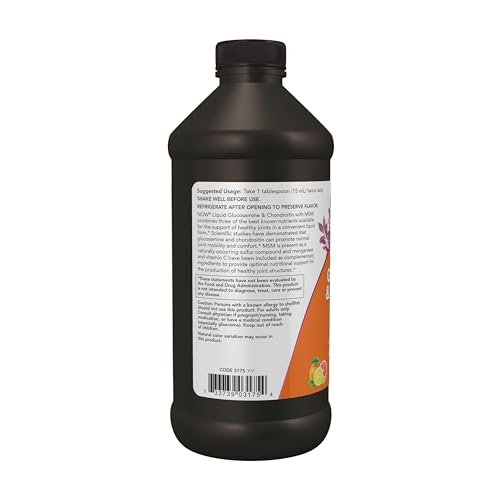 NOW Supplements, Glucosamin & Chondroitin mit MSM, Flüssig, für Gelenkgesundheit, Beweglichkeit und Komfort*, 473 ml