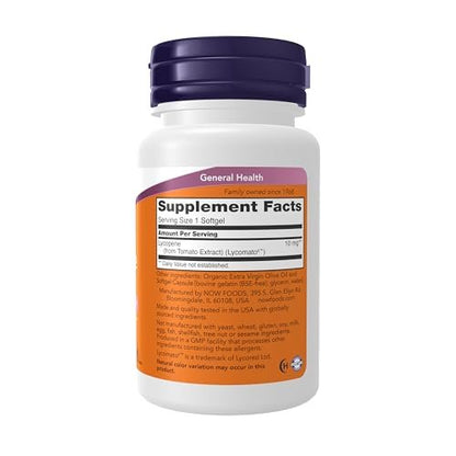 NOW Foods Lycopin 10 mg – Natürlicher Tomatenextrakt, 60 Softgels