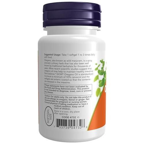NOW Foods Oregano-Öl mit Ingwer und Fenchelöl, magensaftresistent, 90 Weichkapseln
