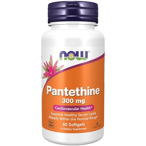 NOW Foods Pantethin (Coenzym-A-Vorstufe) 300 mg, 60 Softgels – Unterstützt die Herz-Kreislauf-Gesundheit*