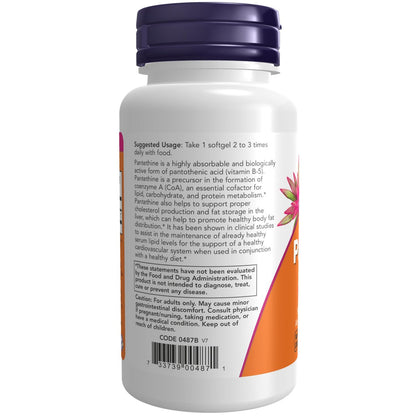 NOW Foods Pantethin (Coenzym-A-Vorstufe) 300 mg, 60 Softgels – Unterstützt die Herz-Kreislauf-Gesundheit*