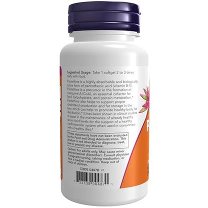 NOW Foods Pantethin (Coenzym-A-Vorstufe) 300 mg, 60 Softgels – Unterstützt die Herz-Kreislauf-Gesundheit*