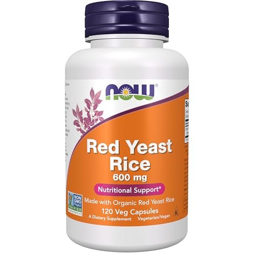 NOW Supplements, Rote Hefe 600 mg, Hergestellt mit Bio-Rotem Reis, 120 Veggie-Kapseln
