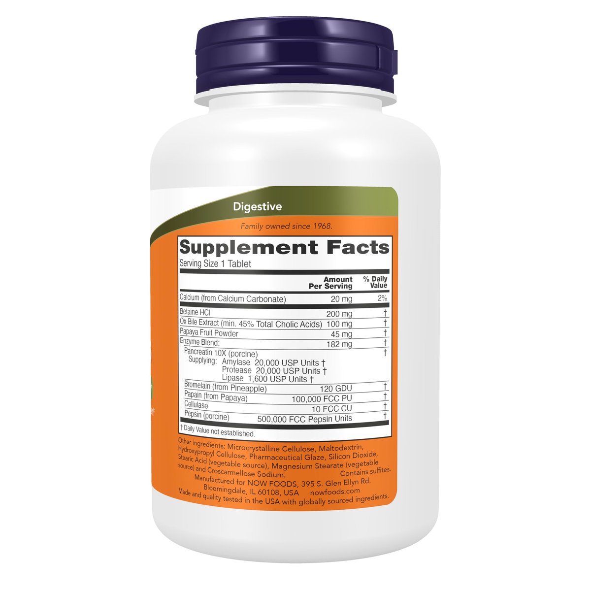 NOW Foods Super Enzyme Komplex mit Bromelain, Ochsen Galle, Pankreatin und Papain – 180 Tabletten
