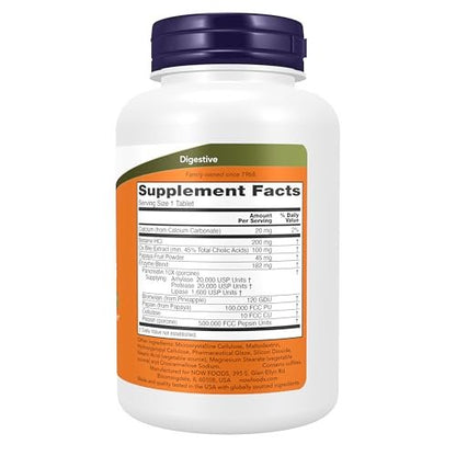 NOW Foods Super Enzyme Komplex mit Bromelain, Ochsen Galle, Pankreatin und Papain – 180 Tabletten