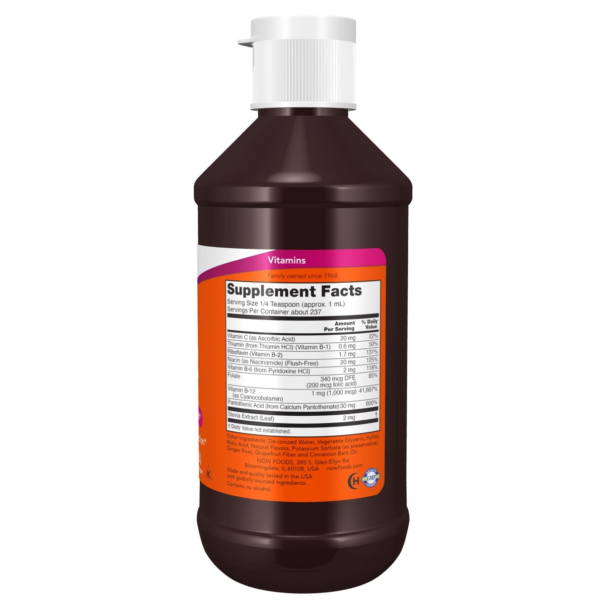 NOW Foods Vitamin B-12 Komplex Liquid, Energieproduktion*, Unterstützung des Nervensystems*, 240 ml