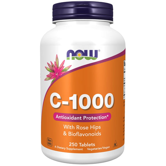 NOW Foods Vitamin C-1.000 mit Hagebutten & Bioflavonoiden, Antioxidativer Schutz, 250 Tabletten