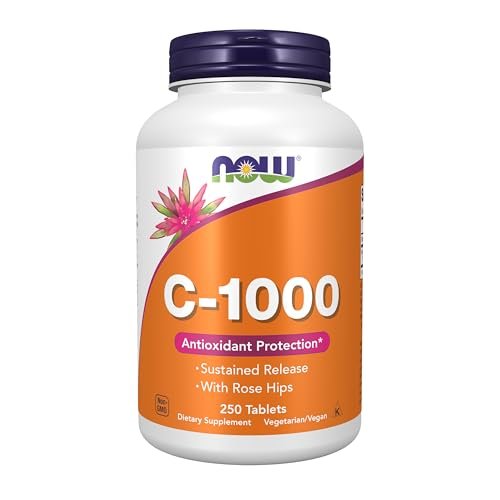 NOW Foods Vitamin C-1.000 mit Hagebutte, Zeitverzögerte Freisetzung, Antioxidantien-Schutz, 250 Tabletten