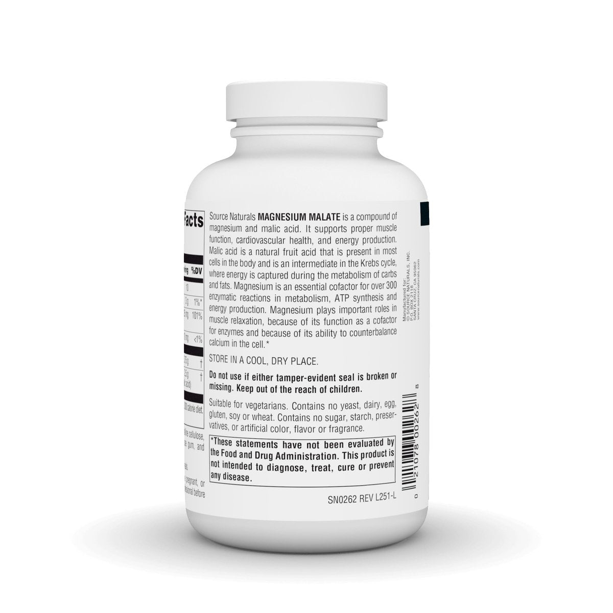 Source Naturals Magnesium Malat – 3750 mg pro Portion – Essentielles Magnesium und Äpfelsäure Präparat – 180 Tabletten