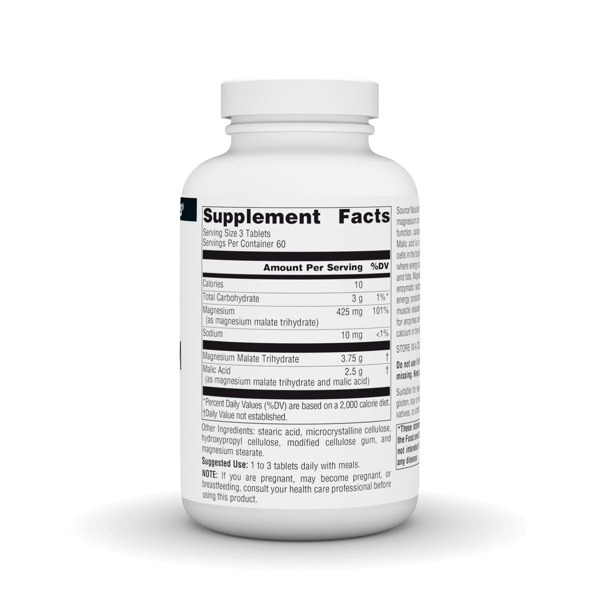 Source Naturals Magnesium Malat – 3750 mg pro Portion – Essentielles Magnesium und Äpfelsäure Präparat – 180 Tabletten