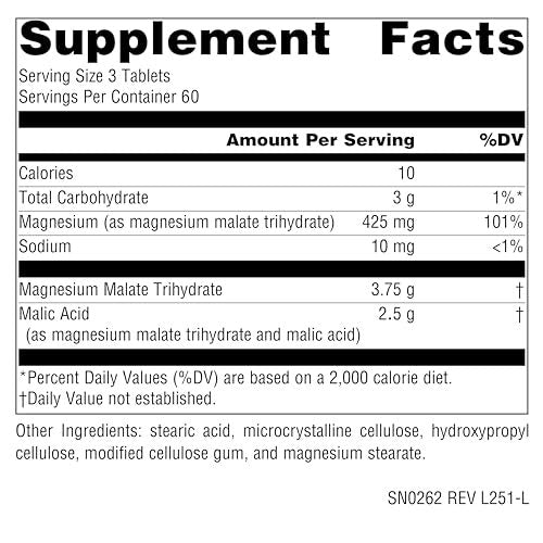 Source Naturals Magnesium Malat – 3750 mg pro Portion – Essentielles Magnesium und Äpfelsäure Präparat – 180 Tabletten