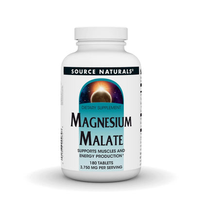 Source Naturals Magnesium Malat – 3750 mg pro Portion – Essentielles Magnesium und Äpfelsäure Präparat – 180 Tabletten