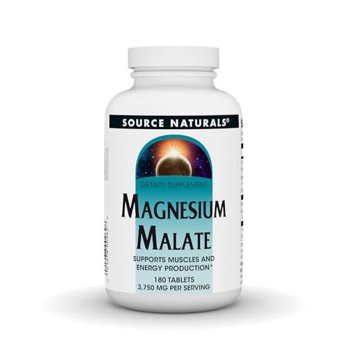 Source Naturals Magnesium Malat – 3750 mg pro Portion – Essentielles Magnesium und Äpfelsäure Präparat – 180 Tabletten