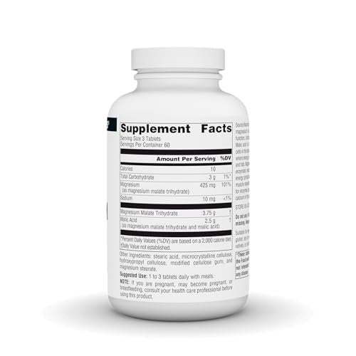 Source Naturals Magnesium Malat – 3750 mg pro Portion – Essentielles Magnesium und Äpfelsäure Präparat – 180 Tabletten