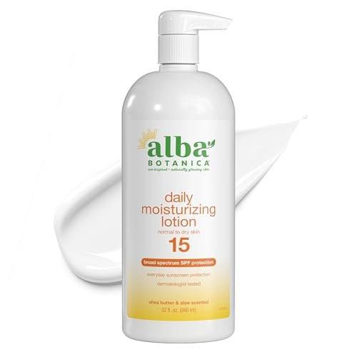 Alba Botanica Tägliche Feuchtigkeitslotion mit Lichtschutzfaktor 15, normale bis trockene Haut, mit Sheabutter und Aloe, 946 ml (32 Unzen)