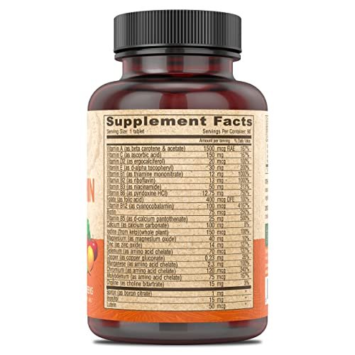 DEVA Vegan Eisenfreies Multivitamin & Mineral Ergänzungsmittel mit Grünzeugmischung, Spirulina, Chlorella, Ashwagandha, Brokkoli, 90 überzogene Tabletten