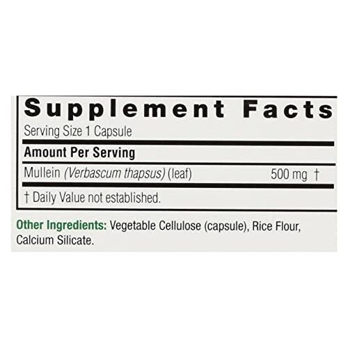 Nature's Answer Königskerzenblätter Kapseln 90 – Alkoholfrei, Vegetarisch, Vegan, Glutenfrei – Unterstützt die Atemwegs- und Lungengesundheit