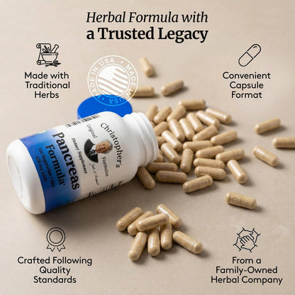 Christopher's Original Formulas Pankreas-Formel – Bauchspeicheldrüsen-Reinigung, Entgiftung & Reparatur – Probiotika für die Verdauungsgesundheit