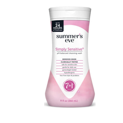 Summer's Eve Simply Sensitive Feminine Waschlotion – Empfindliche Haut, pH-ausgeglichen, hypoallergen, 9 Fl Oz (1er-Pack)