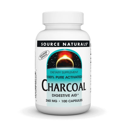 Source Naturals Aktivkohle – 100 % reine, aktivierte Holzkohle, Verdauungshilfe – 100 Kapseln