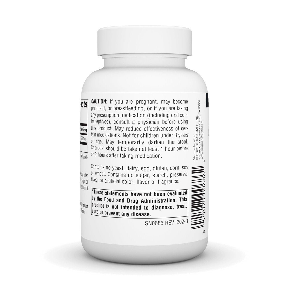 Source Naturals Aktivkohle – 100 % reine, aktivierte Holzkohle, Verdauungshilfe – 100 Kapseln