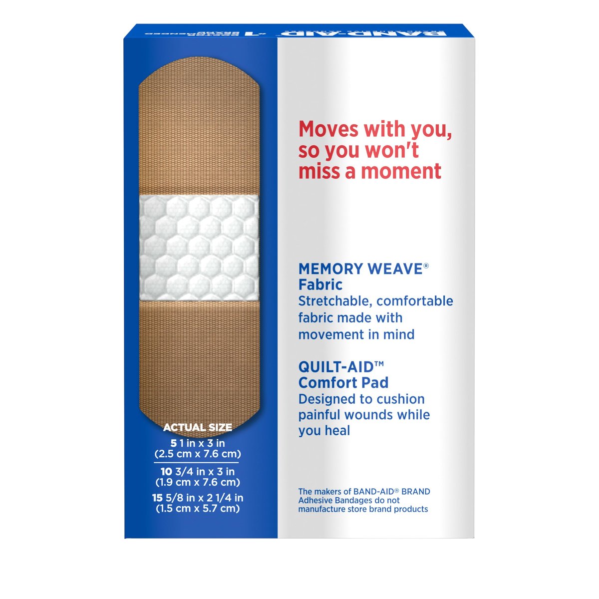 BAND-AID Brand Flexible Fabric Pflaster mit Memory-Weave-Gewebe, Quilt-Aid-Komfortpolster & schmerzfreiem Pad; Wundversorgung für kleine Schnitte, Schürfwunden & Wunden, verschiedene Größen, 2 x 100 Stück