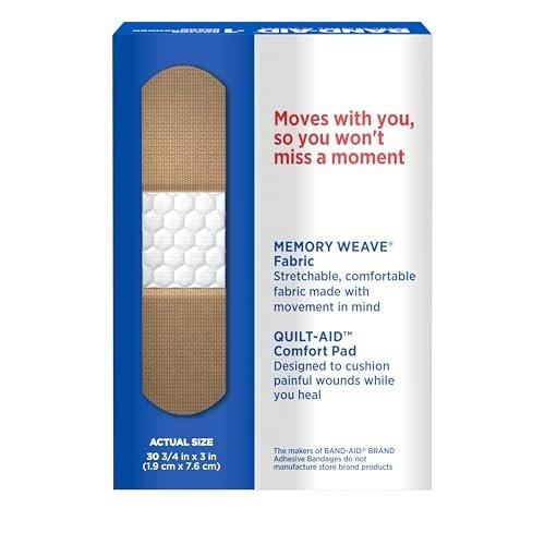 Band-Aid Brand Flexible Fabric Pflaster – 30 Stück, hautfarben, für kleine Schnitte & Schrammen