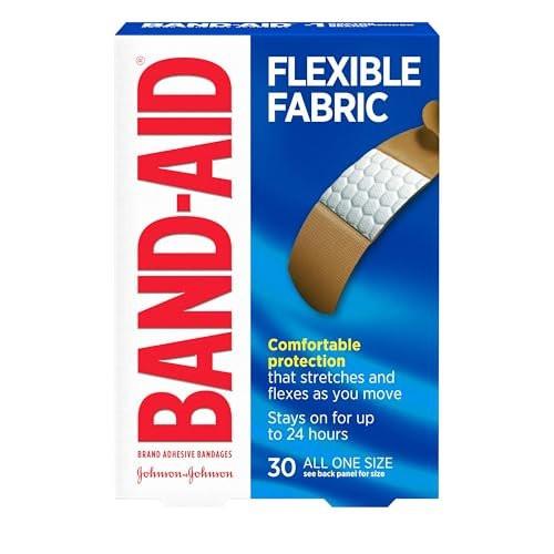 Band-Aid Brand Flexible Fabric Pflaster – 30 Stück, hautfarben, für kleine Schnitte & Schrammen